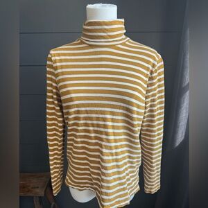 Madewell Mustard and White Striped Soft Turtleneck Traditional Layering Fall